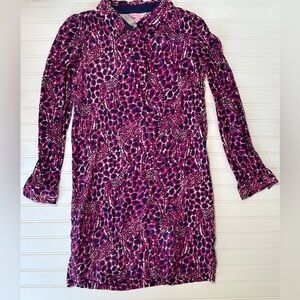 Lilly Pulitzer Davie Hollyhock Gigi Giraffe Print Shirt Dress 0. 977